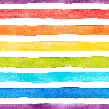 Watercolor Rainbow Stripes Vector Pattern