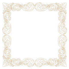Golden vintage border frame engraving with retro ornament pattern in antique baroque style decorative design. Vector