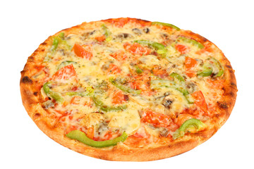 Pizza mit Paprika und Tomaten