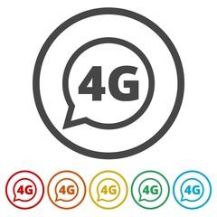 4G icon, 4g network icon, 6 Colors Included