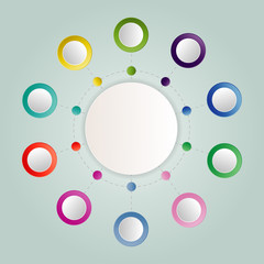 Infographic design elements for your business data with 9 options, parts, steps, timelines or processes, Circle round concept. Vector Illustration.