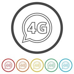 4G icon, 4g network icon, 6 Colors Included