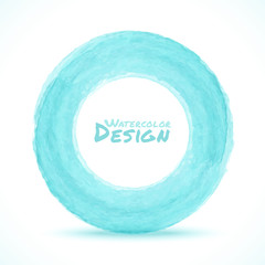 Hand drawn watercolor blue - green light circle. Vector illustration