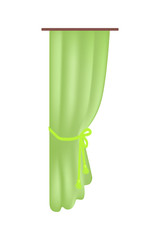 Bright Green Curtain Pattern Isoalted on White