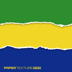  Set of lacerated bright papers in Brazil flag colors. Vector illustration