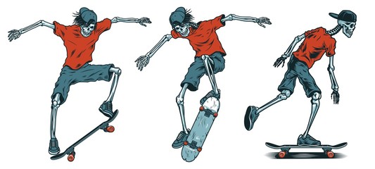 Set of skeletons skateboarders. © DGIM studio