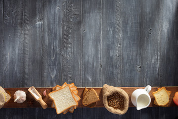 bread and bakery products on wood