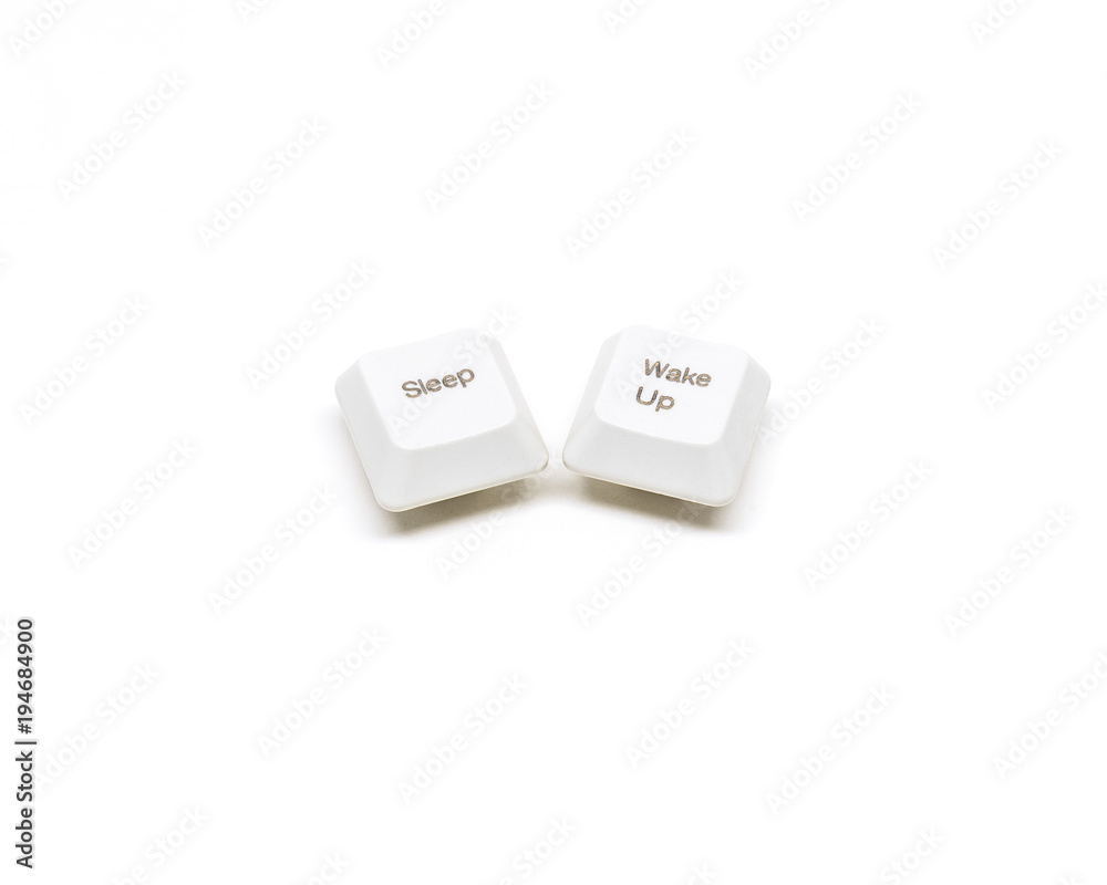 Fototapete white keyboard button sleep and wake up key isolated on white background