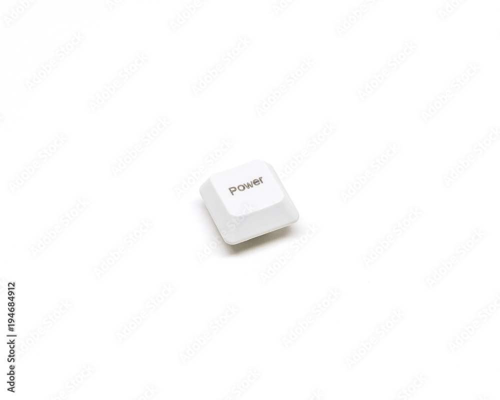 Fototapete white keyboard button power key isolated on white background