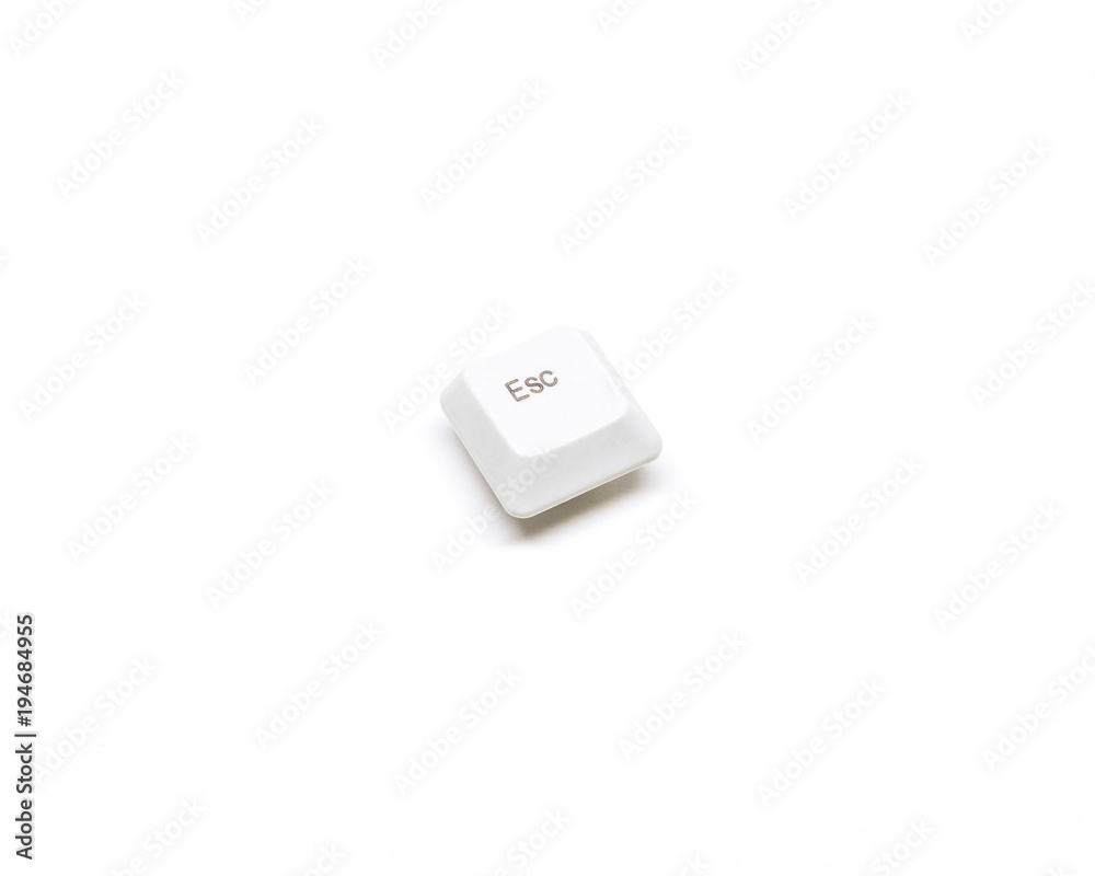 Fototapete white keyboard button escape key isolated on white background
