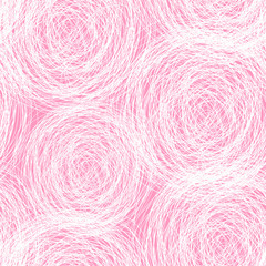 Fototapeta premium Pink - white scribble seamless pattern. Vector illustration
