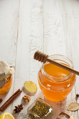 healthy food on wooden table