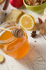 healthy food on wooden table