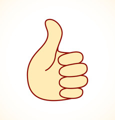 Blue thumb up business icon. Vector illustration