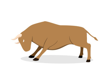Cow, ox and bull in flat vector design, side view