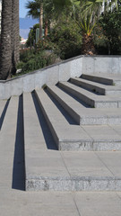 Marble cut steps in sun and shade
