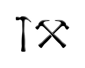 Various Cross Hammer Mallet Construction Tool Silhouette Logo Symbol Vector