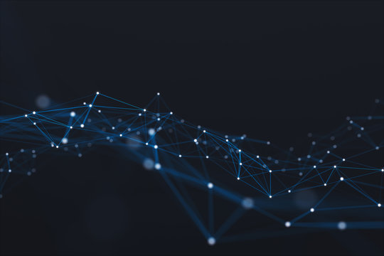 Abstract particle background. Mess network.Futuristic plexus array big data,3d rendering.