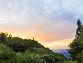 Sunset on the mountain landscape, with beautiful clouds