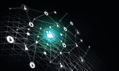 Modern wireless technologies as means of communucation and networking on dark background