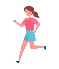 Running Girl Color Icon Vector Illustration Female