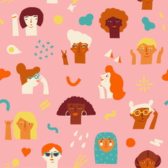 woman empowerment ideas seamless pattern