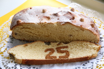 Home made Easter Cake with number 25 without any other decoration