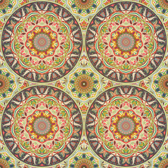 Seamless pattern mandala ornament. Vintage decorative elements. Hand drawn oriental background.