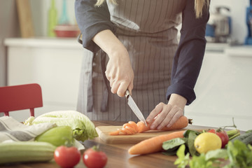 Healthy nutrition salad preparing concept