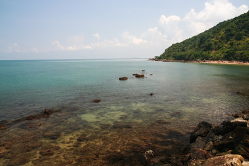 Coral and Blue sea in east region of thaibay thailand