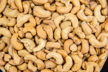 Close up to a bunch of cashews 