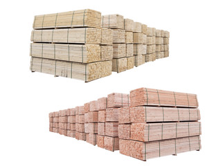 wood or timber stack isolated on white background