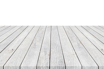 mpty top of wooden table counter isolated on white. Saved with clipping path. For photo montage or product display