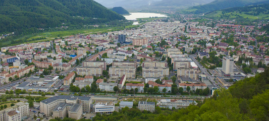Piatra Neamt city in Romania. aerial view