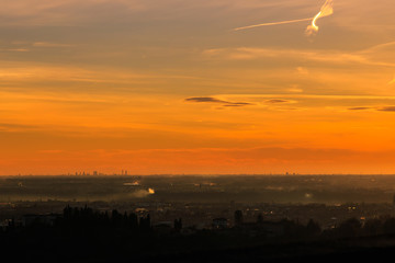 colorful sunset in Bergamo