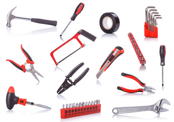 Collection new new tools. Studio shot isolated on white
