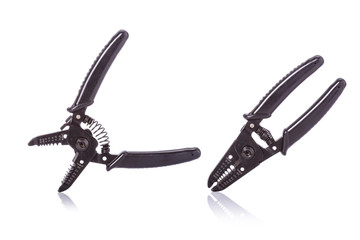 New black pliers. Studio shot isolated on white