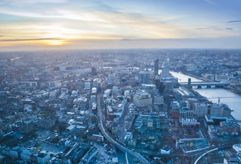 beautiful sunset scene in London city skyline