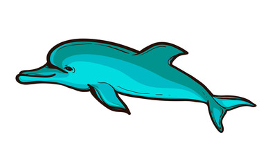 Vector illustration of a funny dolphin jumping