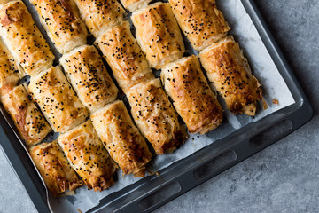 Turkish Borek with Sesame Seeds in Baking Tray / Burek