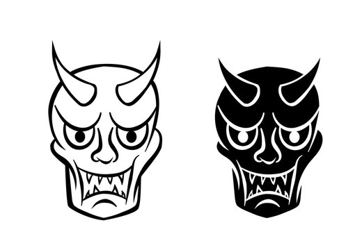 Hanya mask ; Evil ghost face in logo and icon