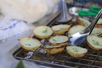 Close up coconut cream cakes,Thai dessert