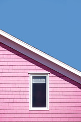 Pink wall and blue sky