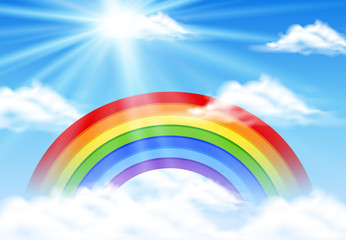 Obraz na płótnie Canvas Colorful rainbow in blue sky