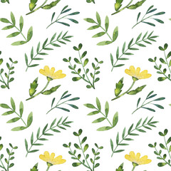 watercolor pattern with flowers and leaves