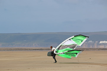 kitesurfer on Westward Ho! beach