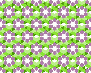 Geometric pattern of green and ultra violet colors isolated on white background - Vector illustration. Use as background, backdrop, montage, or texture in website, UI, app, logo, or graphic design.