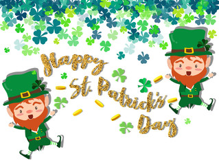 Happy Saint Patrick's day Festival. Irish celebration .Green clover shamrock leaves on isolate background for poster, greeting card, party invitation, banner other users Vector illustration