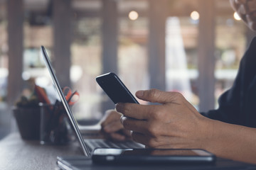 Man use electronics devices