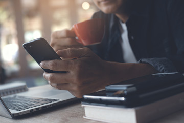 man using smartphone